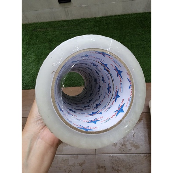 

Lakban seven star asli 90 yard, 4.5 cm clear white.