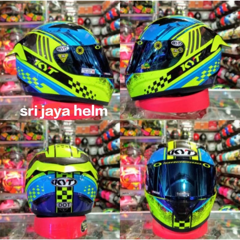 HELM KYT R10 SERI#4 YELOW/BLUE PAKET GANTENG ONGKIR 2KG
