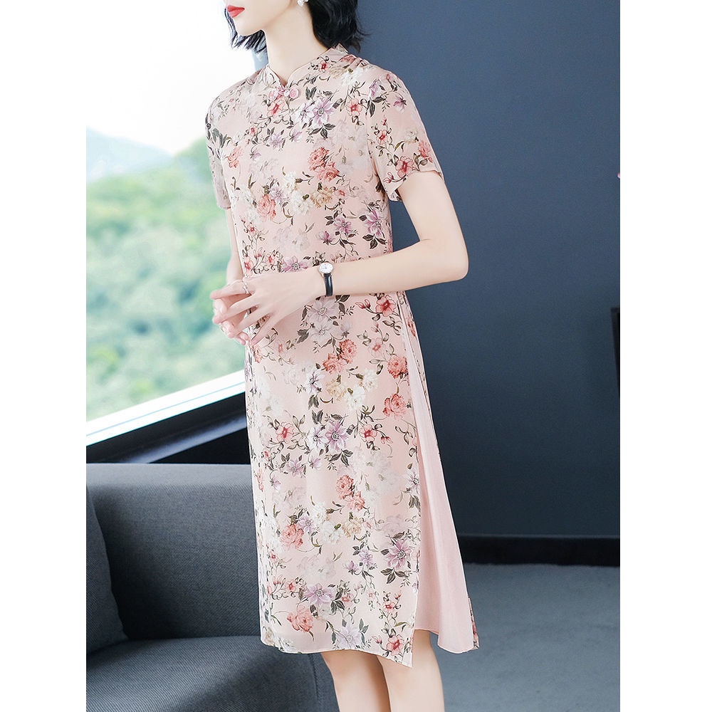 Chiffon dress children's dress 2021 spring and summer new retro improved young style cheongsam Chine