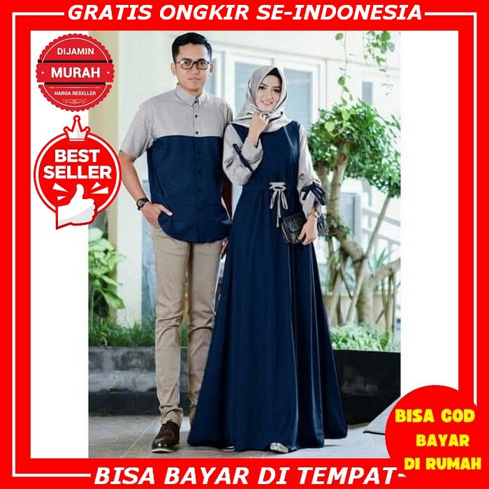 Cod Gamis Couple Sarimbit Suami Istri Murah Terbaru Pasangan Muslim Busana Keluarga Satu Set Derian 