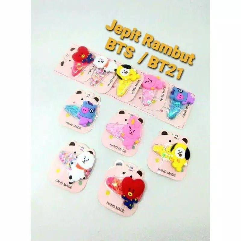 Jepit tik tok 10pc BTS BT21 Grosir Lapis karet