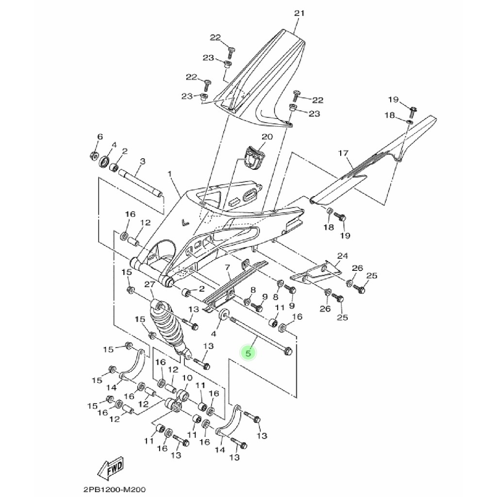 SHAFT PIVOT AS TENGAH SWING ARM FORK SASIS R15 OLD LAMA V2 XABRE ORIGINAL YGP 1PA-F2141-00