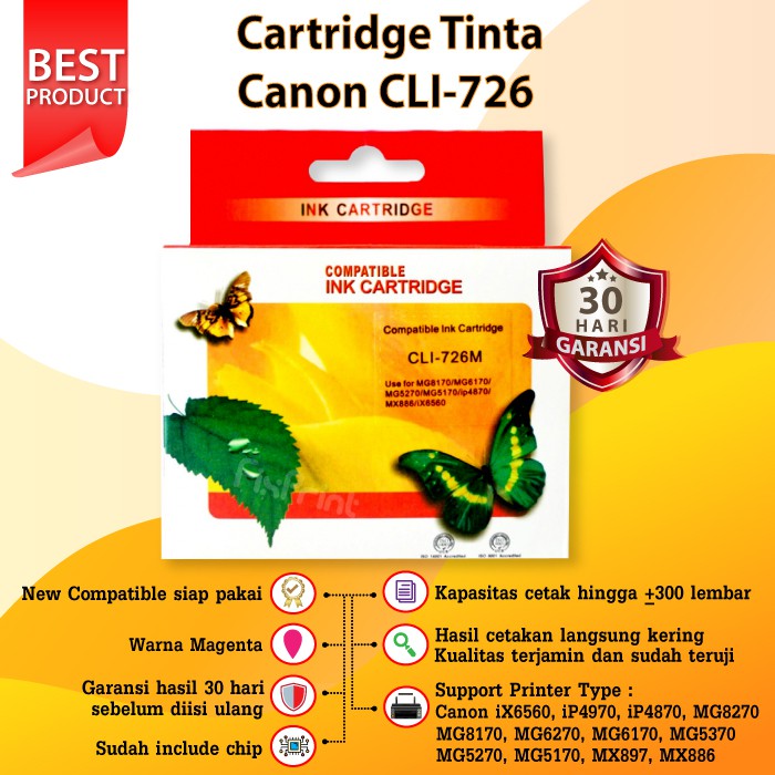 Cartridge Tinta Canon PGI 725 Black CLI 726 Color PGBK CLI-726 Printer iX6560 iP4870 MG5170 MX886