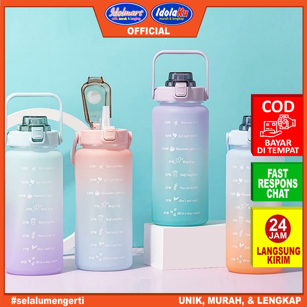 IDOLAKU Botol Minum Tritan 2000ml Botol Minum Motivasi 2 lt