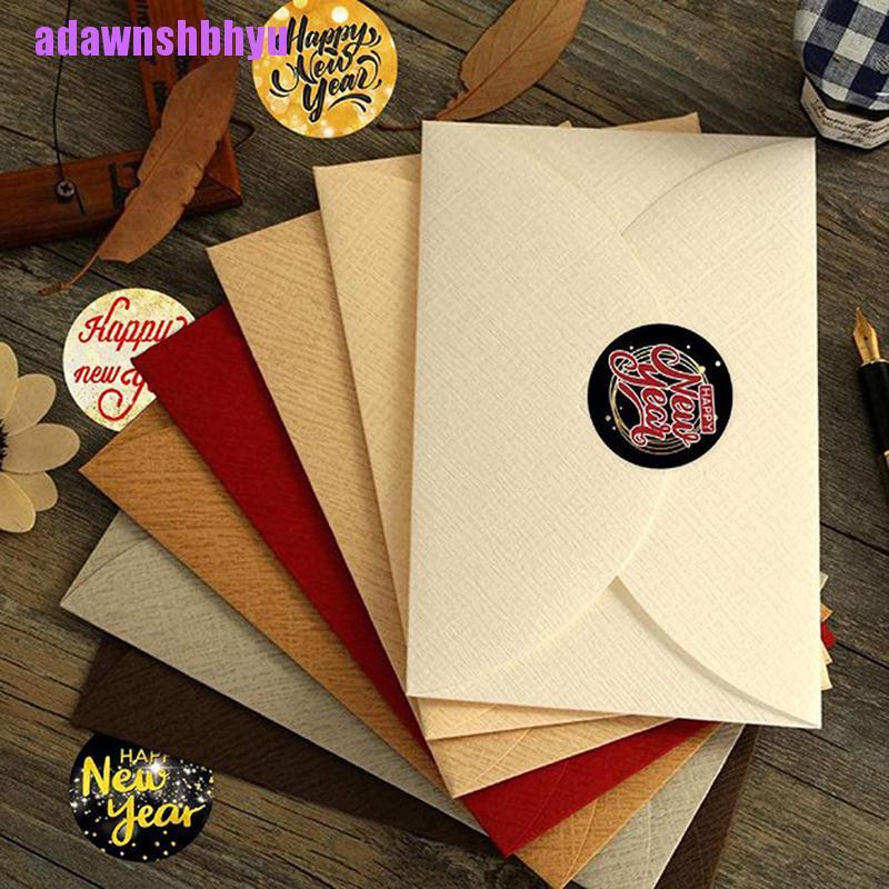 500 Pcs Stiker Label Desain Happy New Year Aksen Glitter Warna Emas Untuk Kartu Hadiah