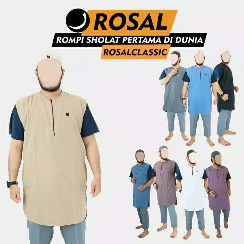 ROSAL CLASSIC clasic rompi sholat shalat solat pakaian muslim pria pelapis baju kaos polos cowok