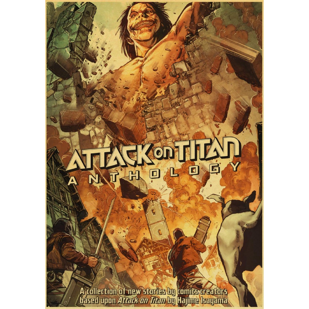 Stiker Dinding Motif Print Anime Jepang Attack On Titan Bahan Kertas Kraft Untuk Rumah