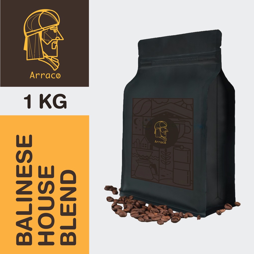 

Arraco Kopi - Balinese House Blend 1Kg Biji / Bubuk Wet Hulled Arabica - Robusta Natural Medium To