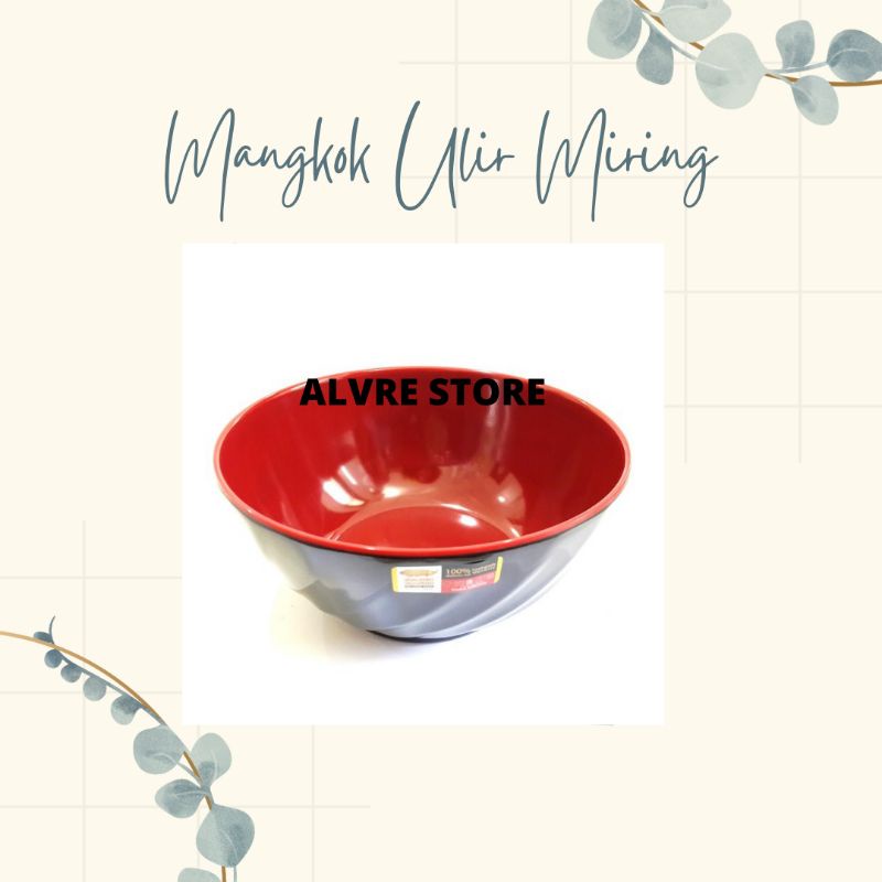 W06A3 Mangkok Ulir Miring 6inch 2 warna Merah-Hitam Golden Dragon - Mangkok Baso/Mie Ayam/Sop buah