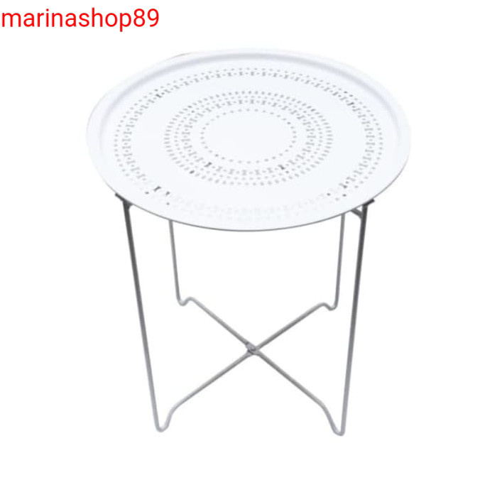 soleil meja teras dengan tray_meja lipat portable putih_meja besi