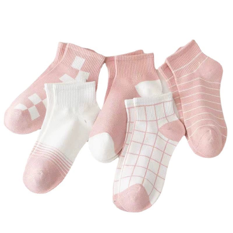 𝗘𝗕𝗦 ✅ KK039 Kaos Kaki (Tanpa Kemasan) Wanita Tipis Pendek Semata Kaki Motif Pinky Kotak Fashion Korea Women Sock Import Murah