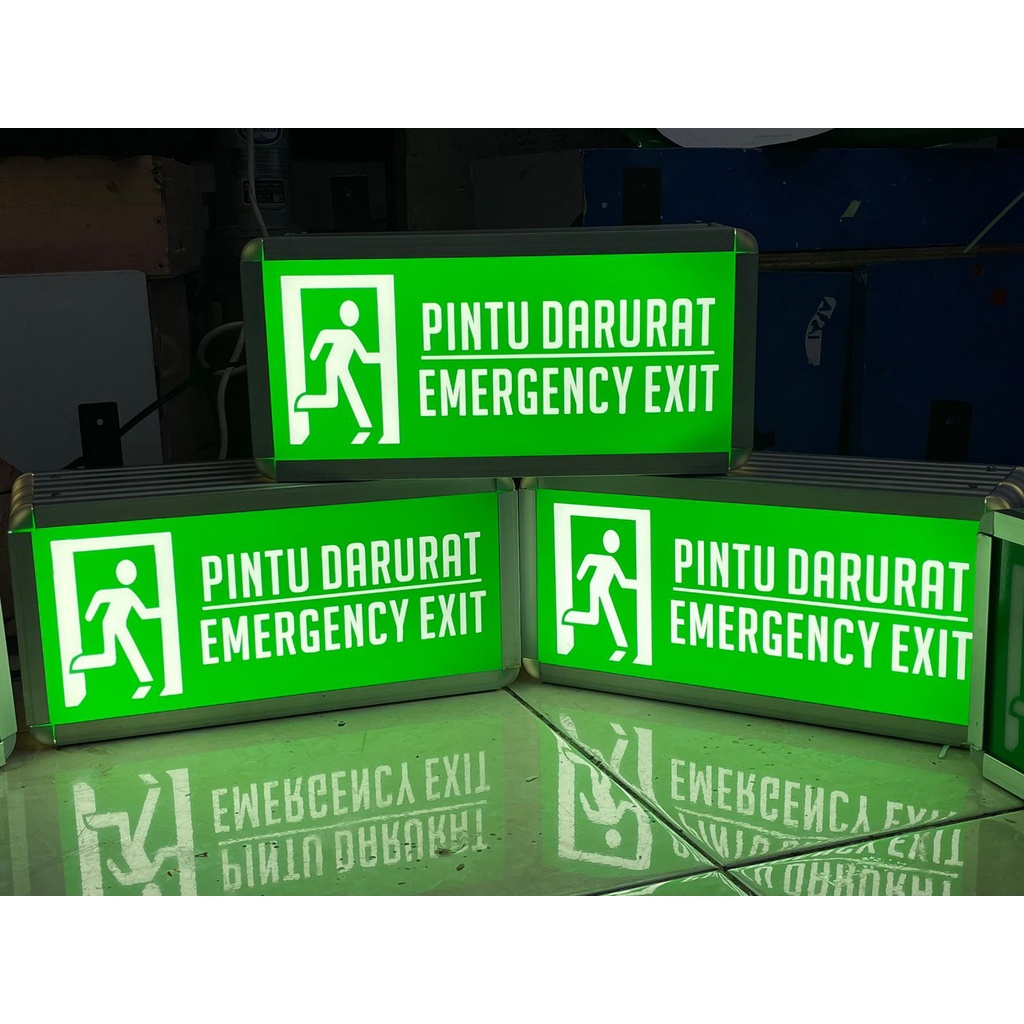 NEON BOX CUSTOM 40X20cm, Safety Sign , Emergency Exit , Pintu Darurat