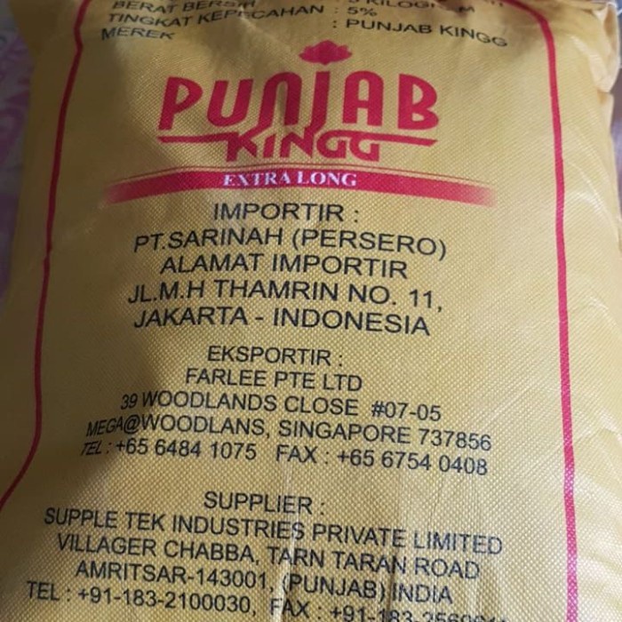 

978Eq0010W Beras Basmati Punjab Kingg Repack 1Kg W5Q40112