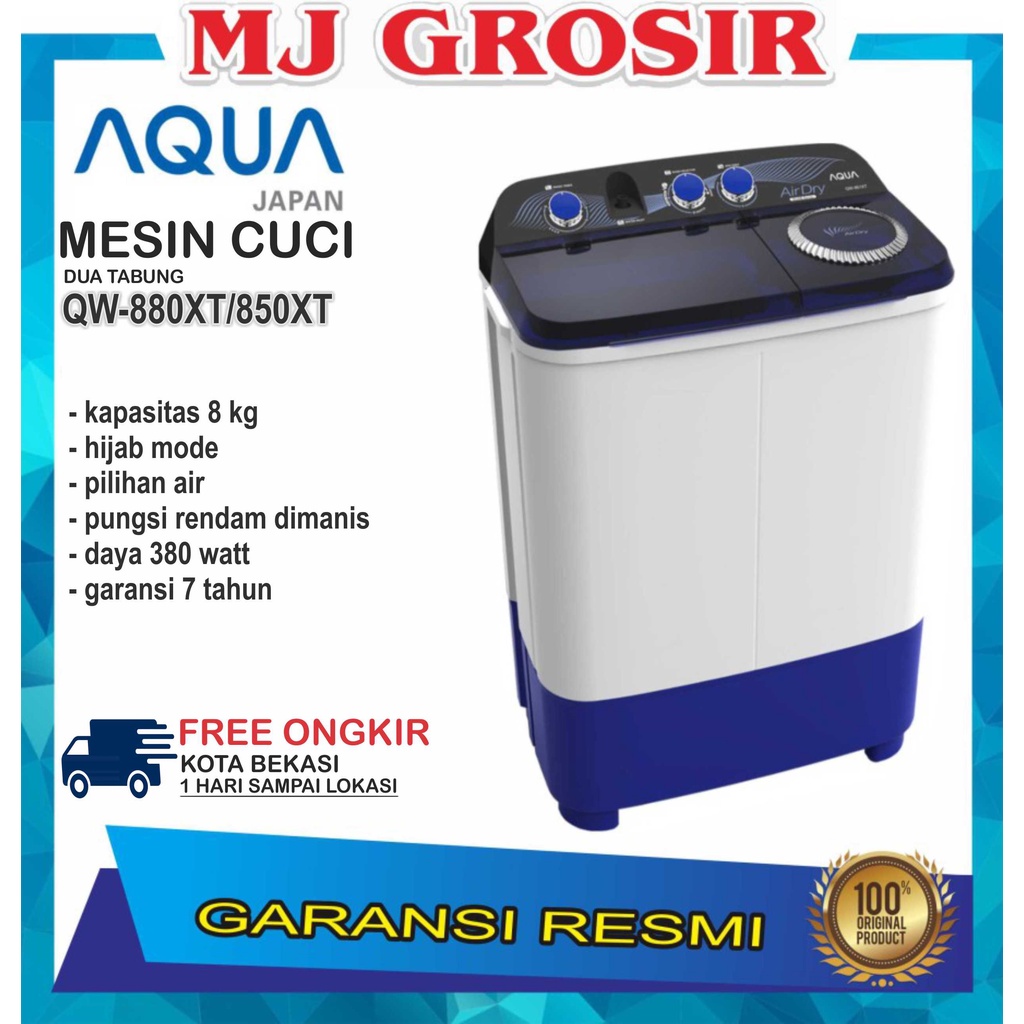 MESIN CUCI AQUA JAPAN QW880XT 8KG 2 TABUNG 880XT 8 KG 880 HIJAB SERIES