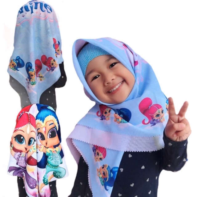 VOAL PRINTING MOTIF SHIMER AND SHINE / HIJAB ANAK LUCU / JILBAB ANAK KARAKTER / KERUDUNG ANAK