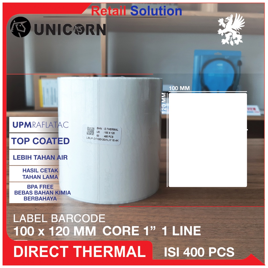 Stiker Label Barcode Thermal 100x120 mm / 100 x 120 mm / 100x120mm