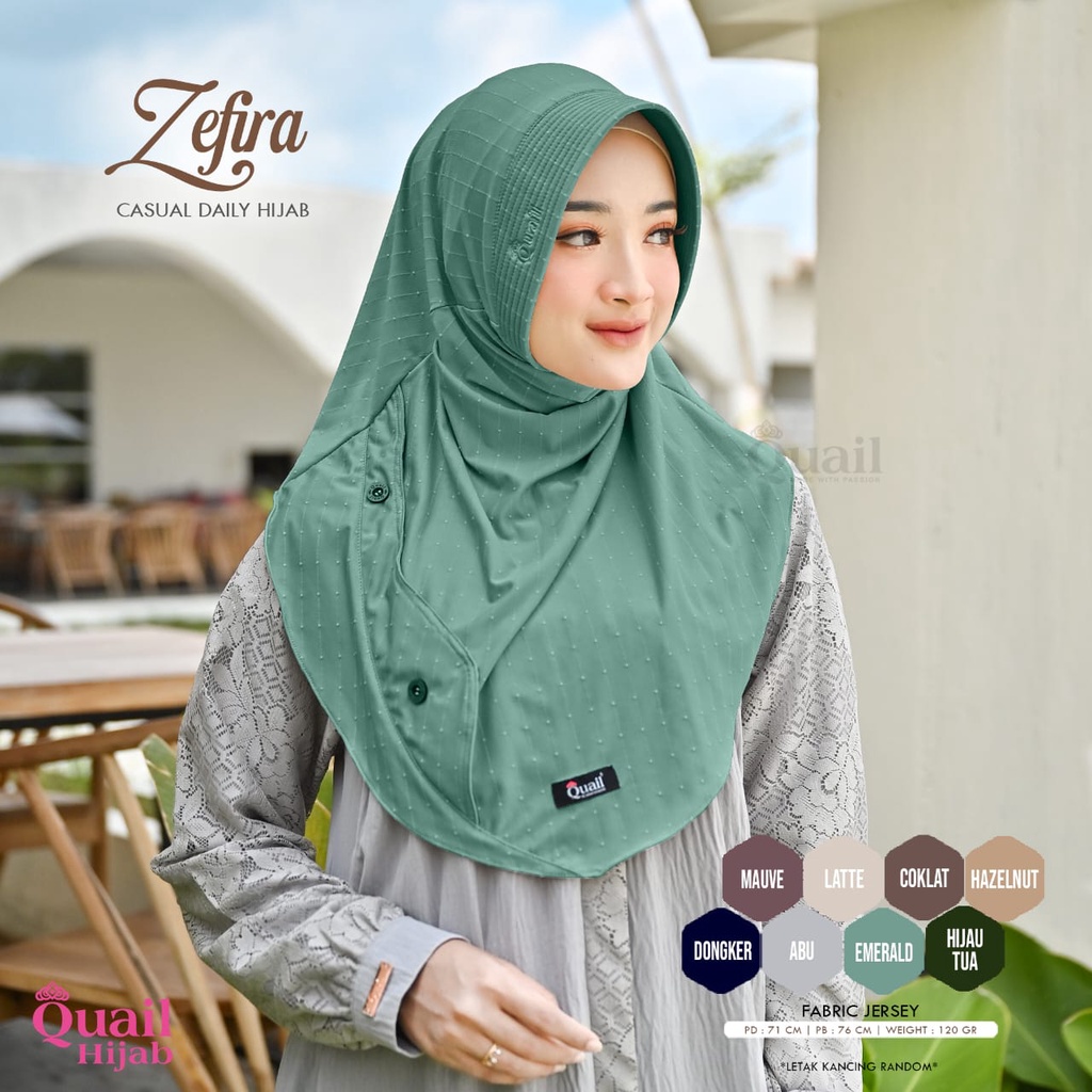 Zefira Daily hijab Original Quail Hijab Wanita Fabric Jersey Abbasyhijab.id