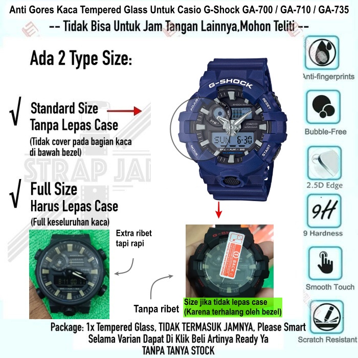 Tempered Glass Casio G-Shock GA-700 GA-710 GA-735 - Anti Gores Kaca Pelinding Layar