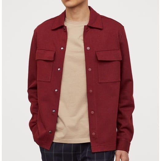 SHACKET JACKET PLEECE / JAKET PRIA / JACKET KEMEJA PREMIUM / JACKET PRIA-MAROON