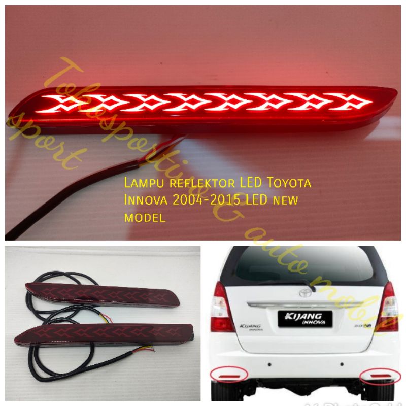 Lampu LED reflektor bumper belakang Toyota Innova 2004-2015 LED merah mata kucing LED