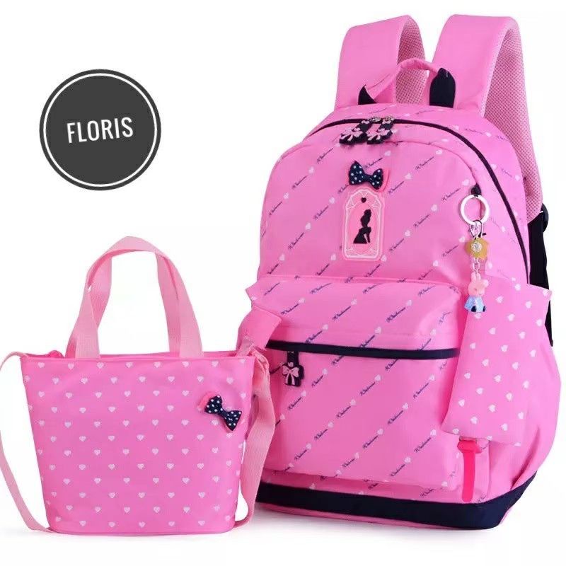 Tas Anak Perempuan Set 3in1 Backpack Sekolah TK SD Barbie