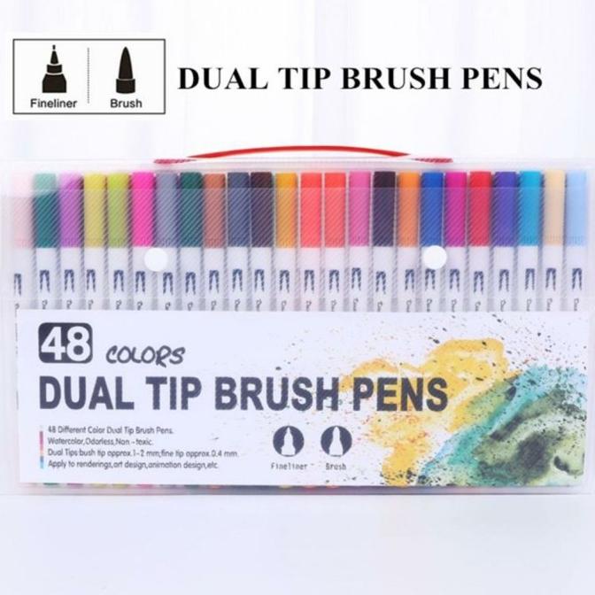 

[[COD]] dual tip brush pens 48 color BERGARANSI Kode 213