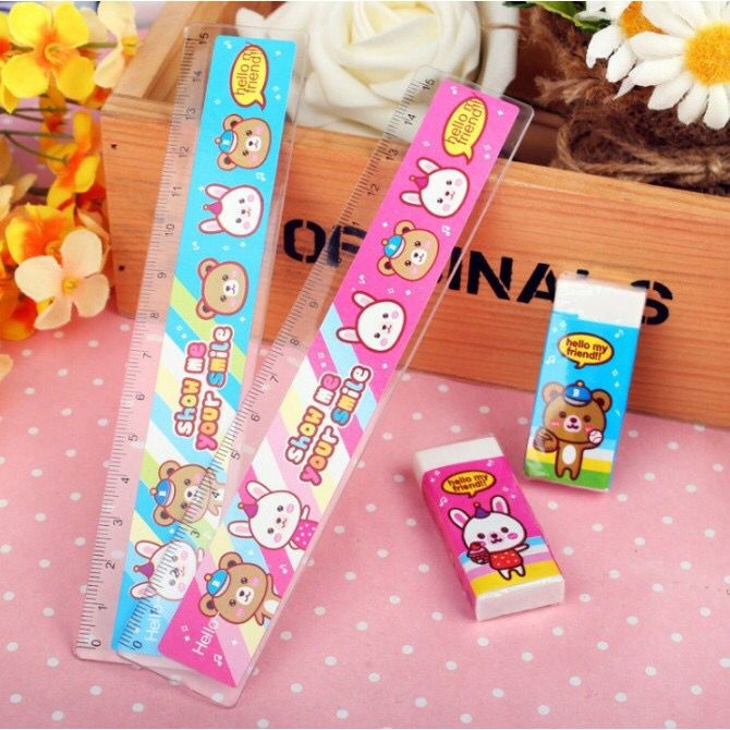 Alat Tulis Set 9 in 1 Karakter Cute / Lucu