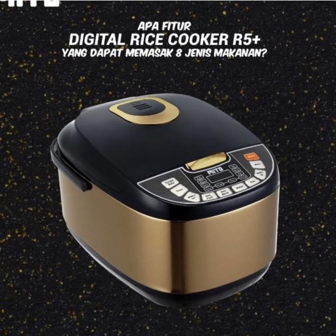 ー➮ (GARANSI RESMI) Ricecooker Mito 8 in 1 R5 Plus R5+ Rice Cooker Digital - Black Gold (Trending)