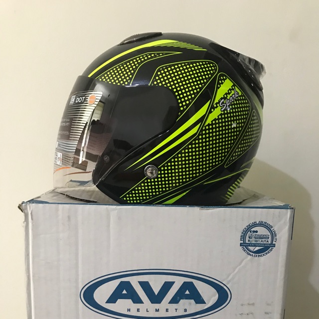 Helm AVA SS7 Hijau Hitam Spark Neon Green Black