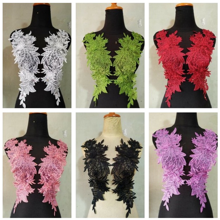 OlehOlehGarut09 Bordir Tempel Renda Tasik Keysa Hijau Lumut Putih Silver Baby Pink Dusty Hitam Gold 