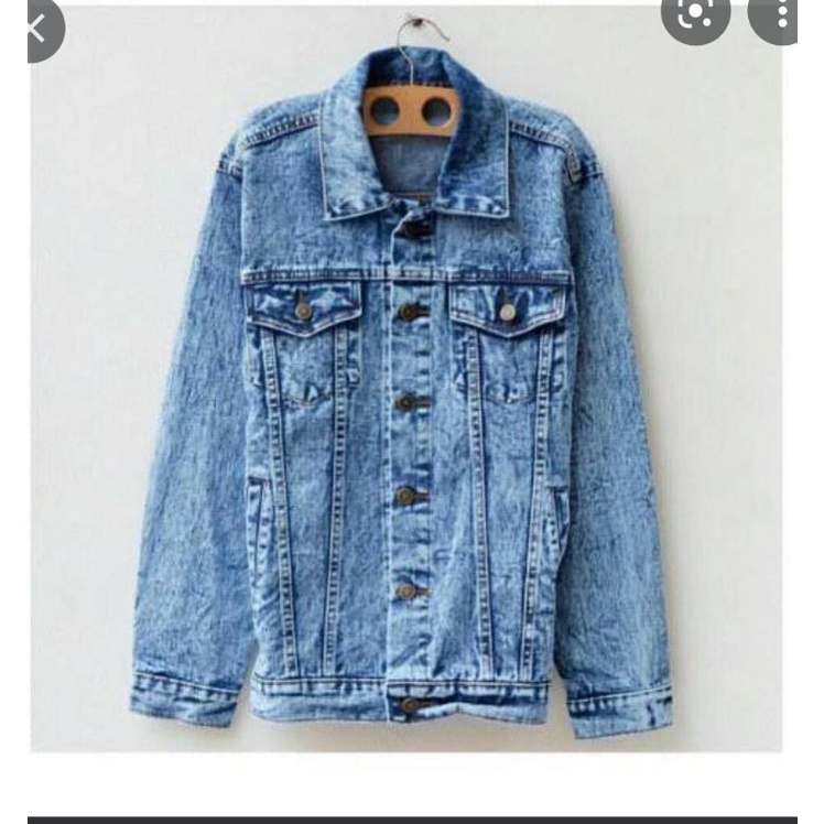 JAKET JEANS SENWOS BIRU PUDAR DAN HITAM PUDAR