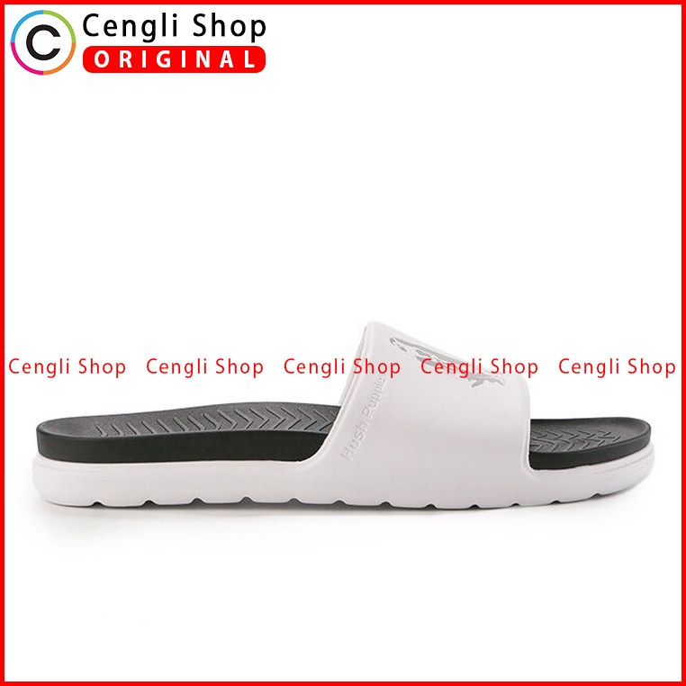 SANDAL SLIDE HUSH PUPPIES PRIA ORIGINAL CASUAL BRANDED PUTIH HM12