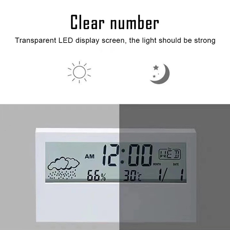 Creative Simple Multifunctional Electronic Alarm Weather Digital Clock With Light