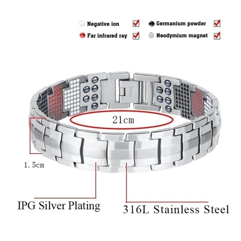 Gelang Punk Bahan Stainless Steel dengan Magnet untuk Pria