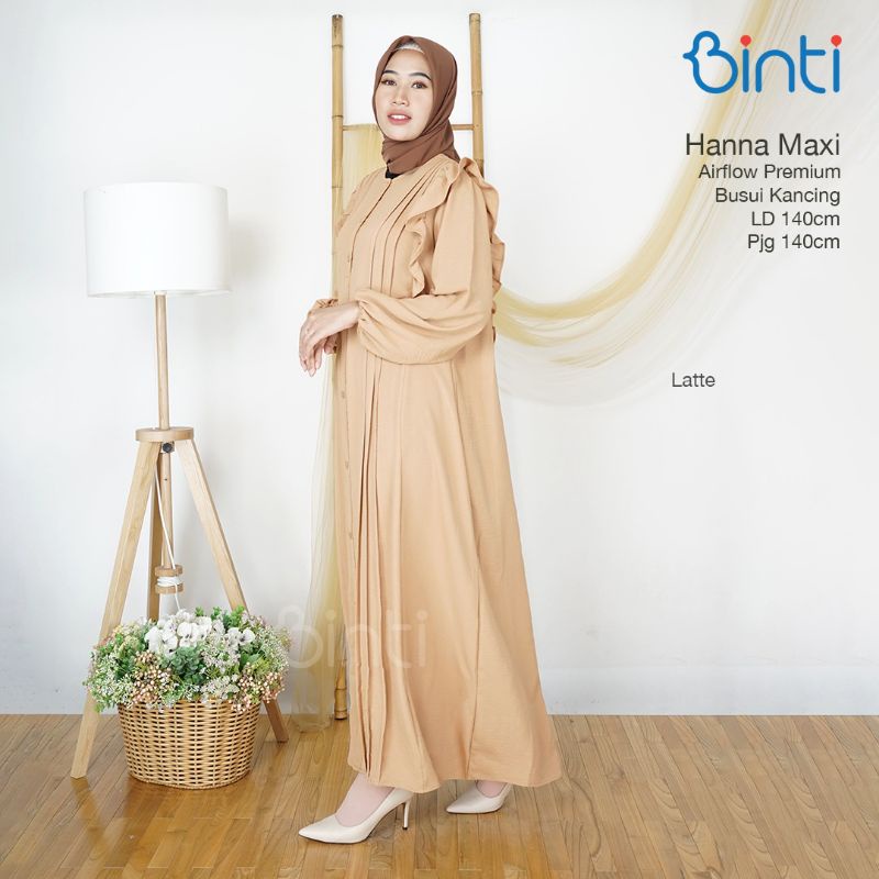 hanna gamis jumbo bahan airflow ori by binti