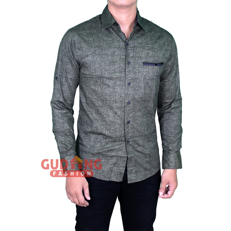 Man Casual Long Sleeved Slim Shirts LNG 1647