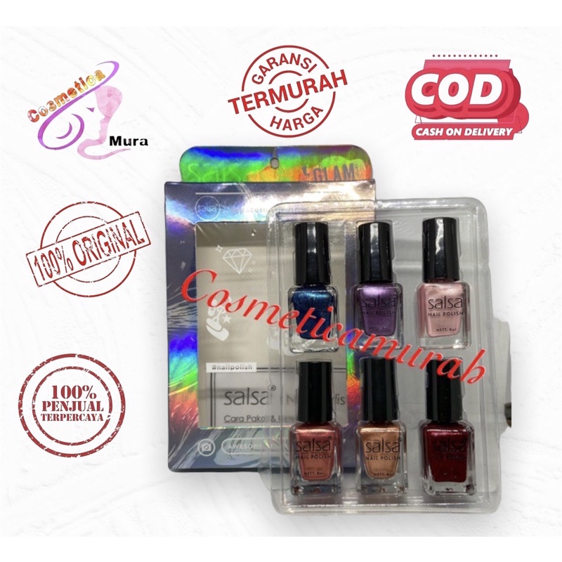 [ seri glam ] harga perbox / kutek salsa isi 6 seri glam glow halal bpom