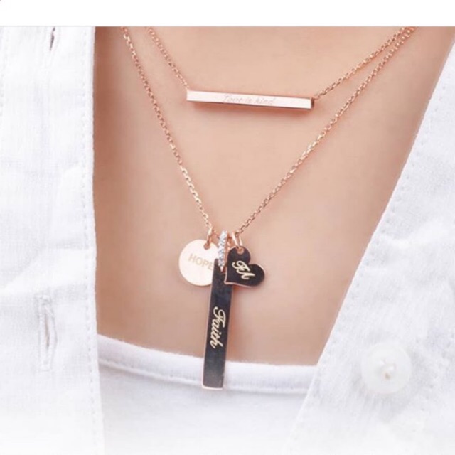 Kalung Lettera 3 Charm (Free Grafir) - UBS Gold