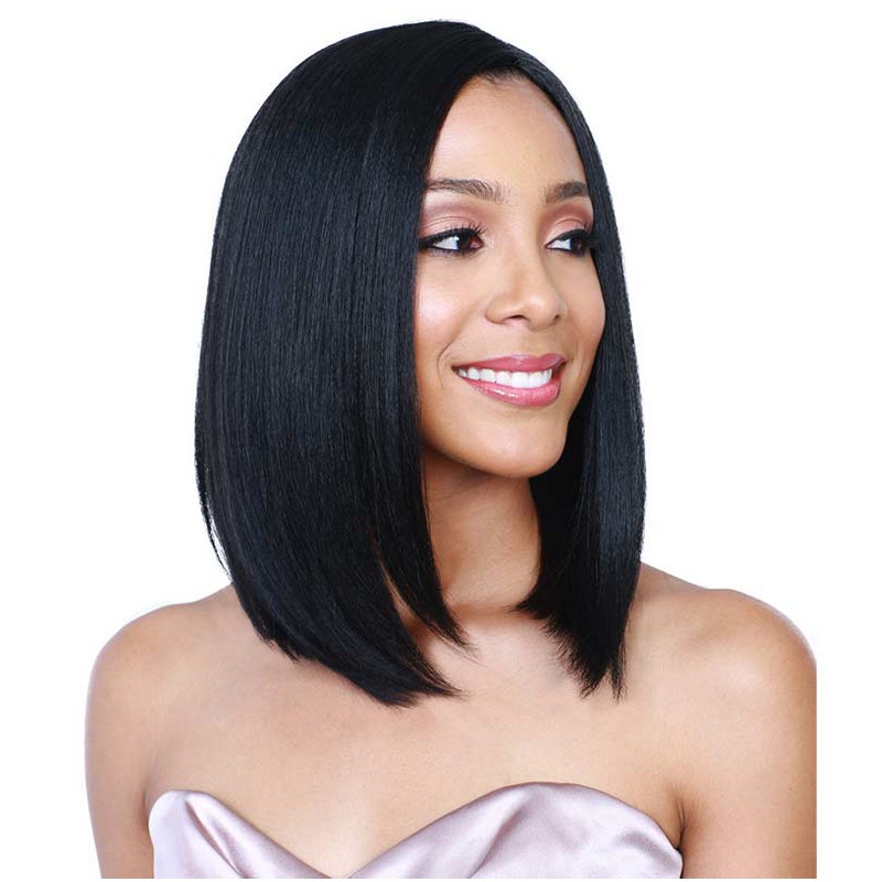 Wig Full Lace Wanita Short Middle Straight Hair Wig Rambut Natural High Quality / Hair Extension