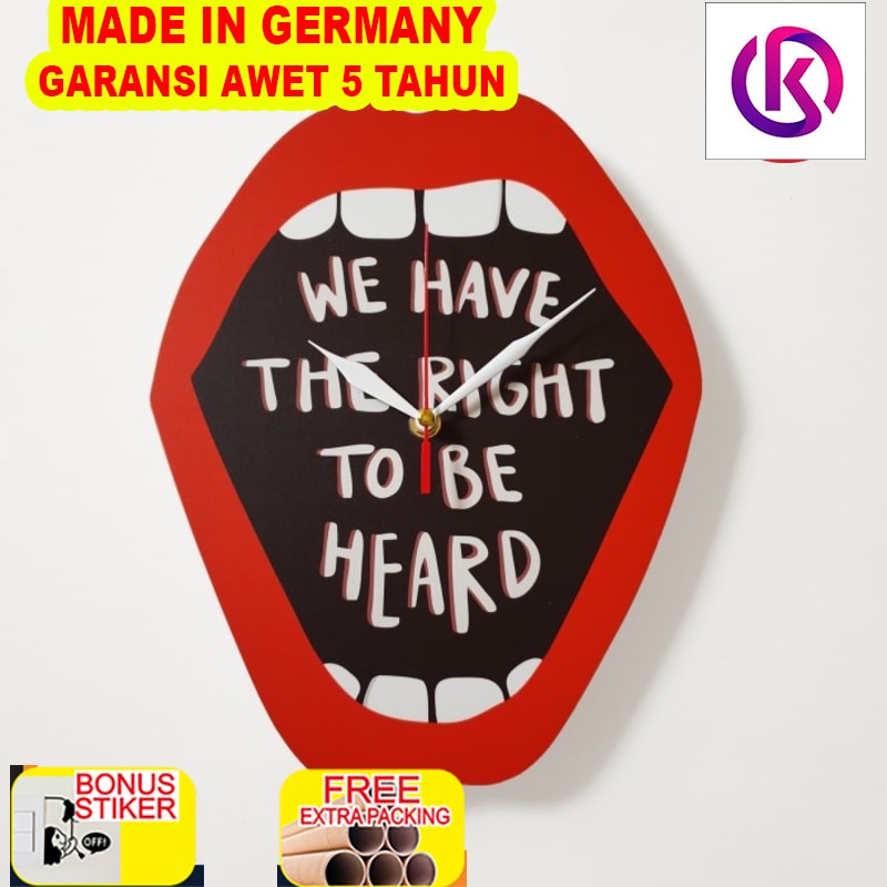 

Grosir Jam Dinding Motivasi - Mouth - Right to Heard - Quartz sweep movement