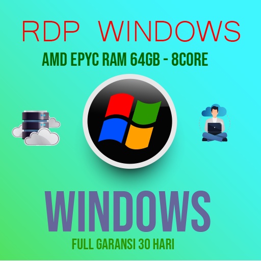 RDP WINDOWS AMD EPYC 64GB 8CPU FULL ADMINISTRATOR, GARANSI 30 HARI