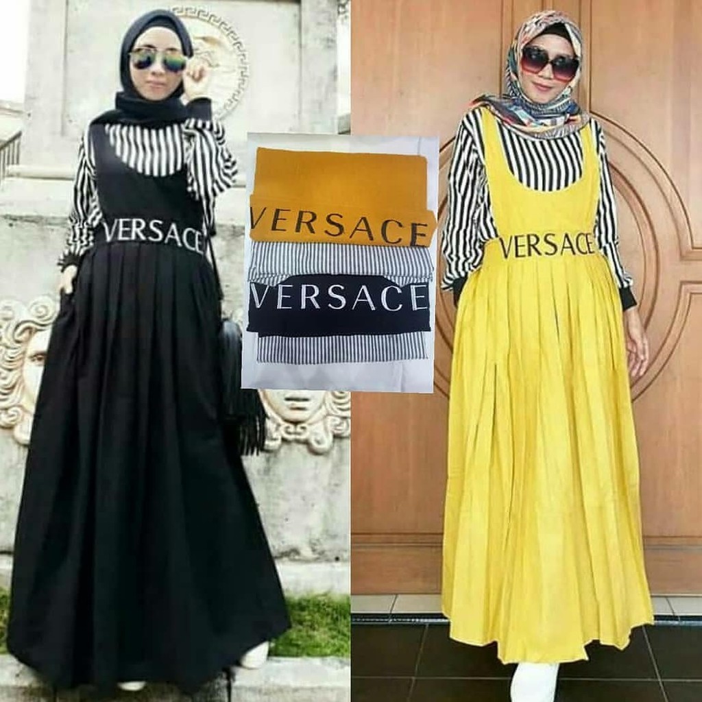 Baju Original Termurah MCL VERSACE Maxi Dress Muslim Modern Panjang Hijab Fashion Wanita Gamis 2018