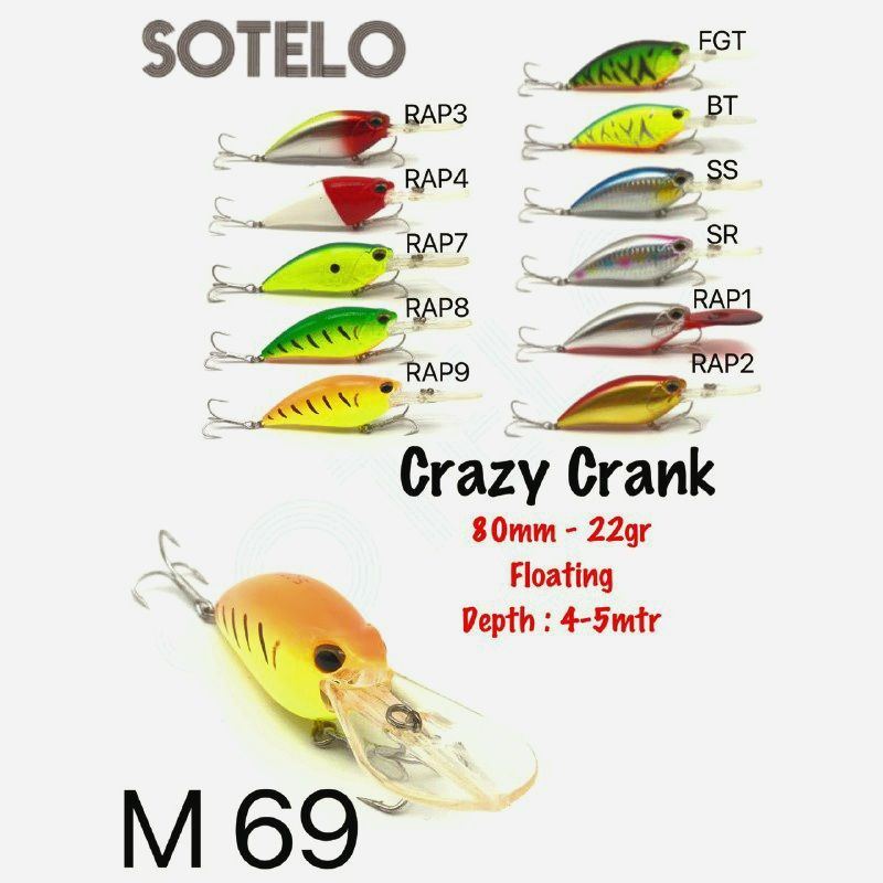 LURE MINNOW PLATINUM CRAZY CRANK M69 80MM 22G