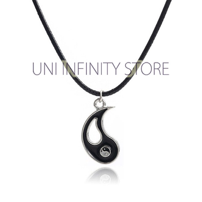JWNE0385 Kalung Couple YinYang Tao dengan Tali Korea Hitam Unisex Pria Wanita Cowok Cewek Yin Yang Necklace