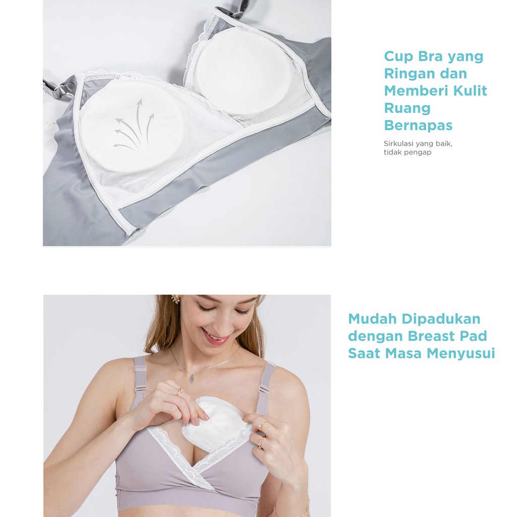 Mooimom Extra Soft Crossover Maternity &amp; Nursing (B03601) Z,G,Y,P- Bra Ibu Hamil &amp; Menyusui