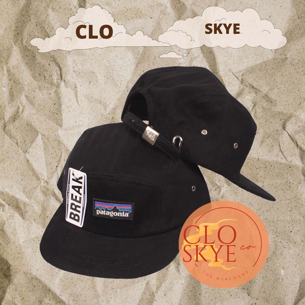 TOPI BORDIR PRIA 5 PANEL DISTRO BRANDED PATAGONIA HIPHOP BAHAN ORI RAFEL
