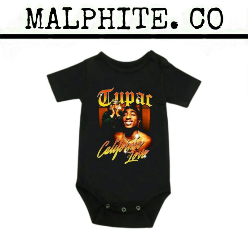 Kaos Baju Bayi Tupac Shakur California Love Lengan Pendek Jumper Jumpsuit Sleepsuit Tidur Anak Baby 