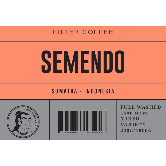 

Kopi Arabica SEMENDO FULL WASHED 200 gr