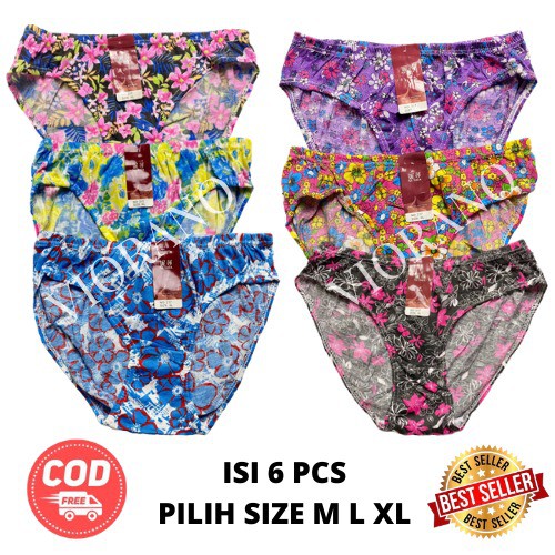 Grosir Celana Dalam Wanita 6pcs Motif Bunga Size M L XL Setengah Lusin Cd Cewek Murah Berkualitas