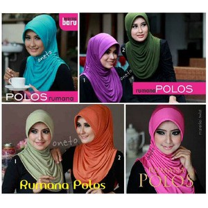 Rumana Polos Hijab Instant Bergo / Kerudung Instan Ruhmana Spandex Sutra With Pet